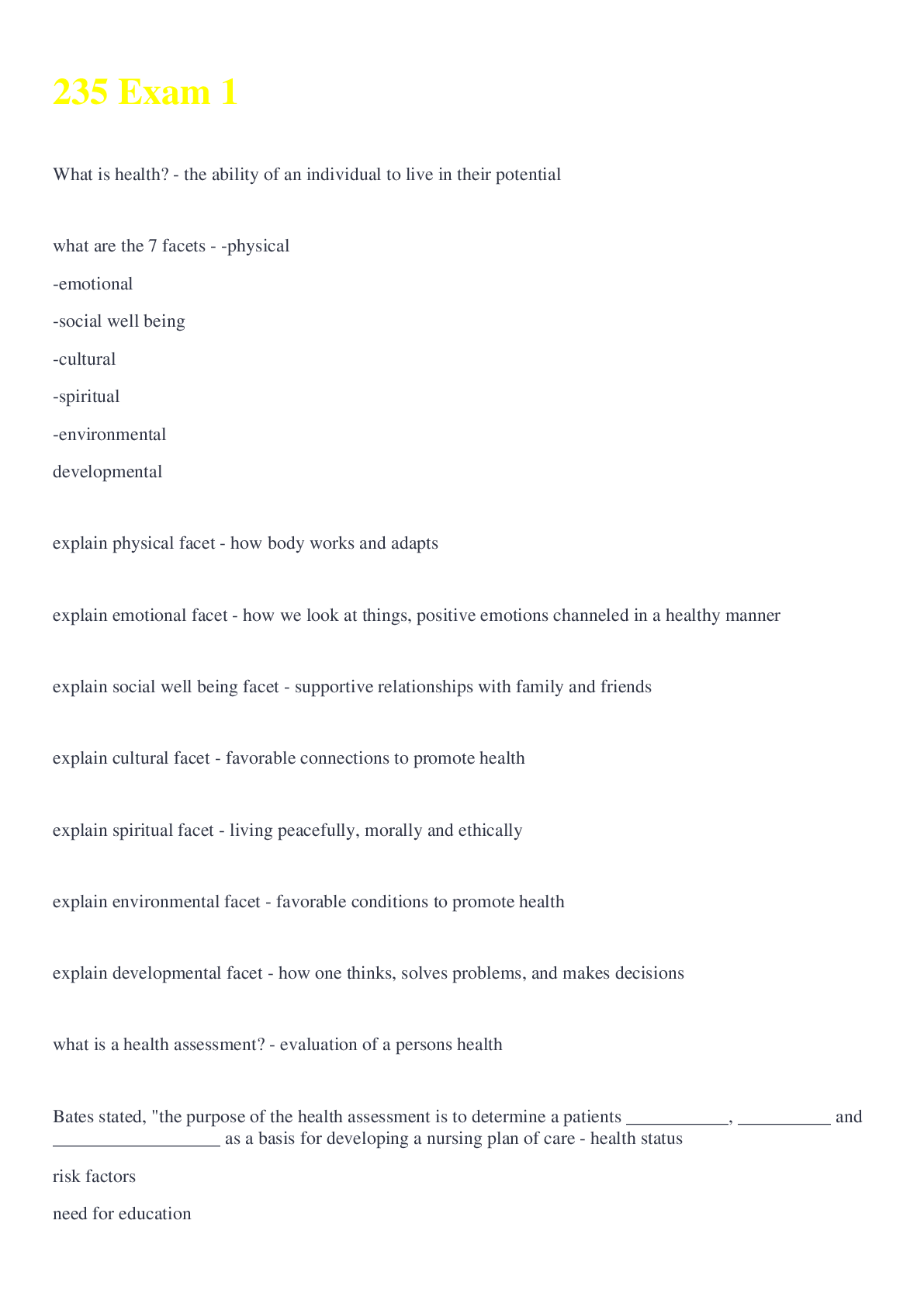 Preview image for 235 Exam 1 question and answers updated 2022 graded A+